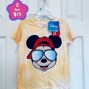 Disney Yellow Tie-Dye Mickey Mouse Short Sleeve Tee for Boys
